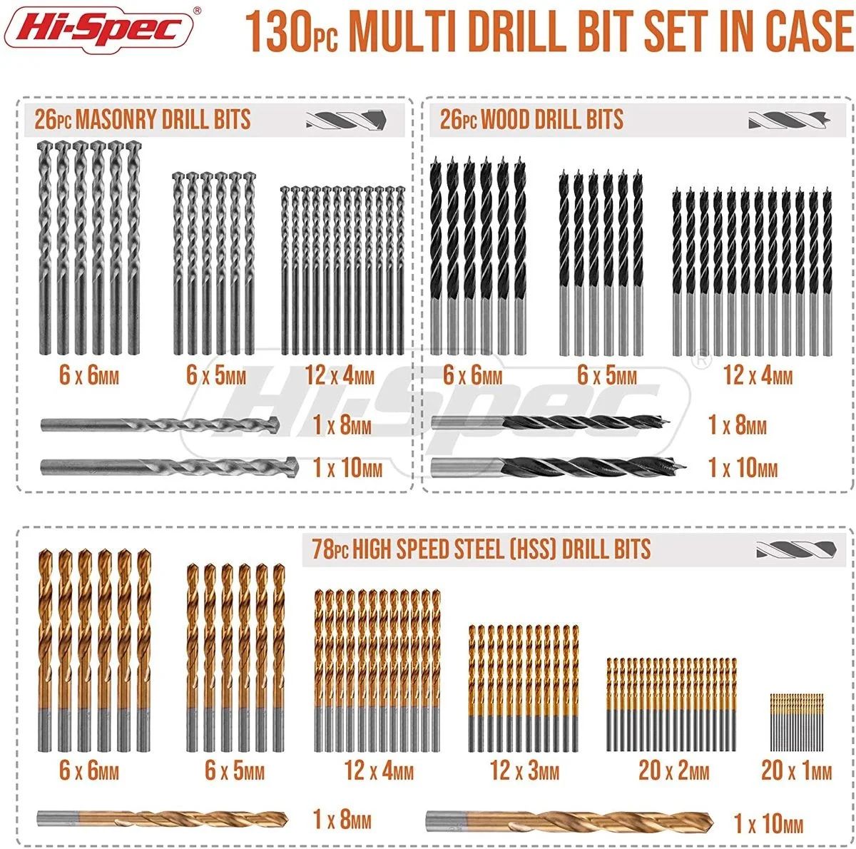 Hi-Spec Cobalt Coated Twist Drill Bit Set High Speed HSS Hole Cutter Drill Bit DIY Stainless Steel Wood Working Metal Drills