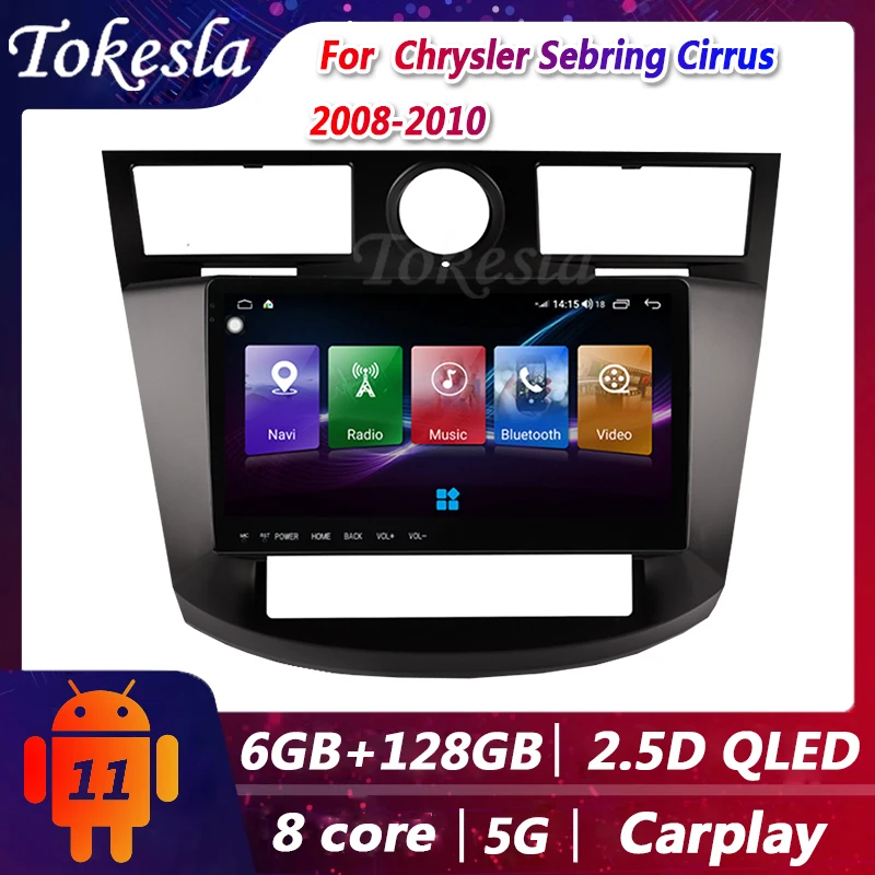 

Автомагнитола Tokesla для Chrysler Sebring Cirrus, Android 11, аудио, центральный мультимедийный Dvd-плеер, GPS-навигация, Bluetooth 2008-2010