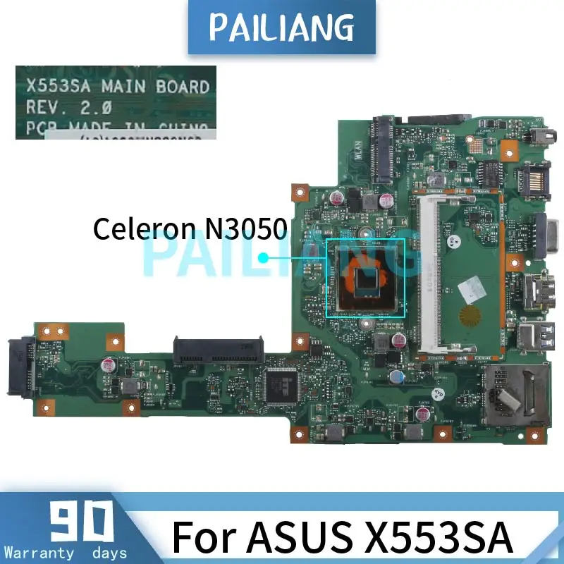 

PAILIANG Laptop motherboard For ASUS X553SA Celeron N3050 Mainboard REV:2.0 SR29H DDR3 tesed