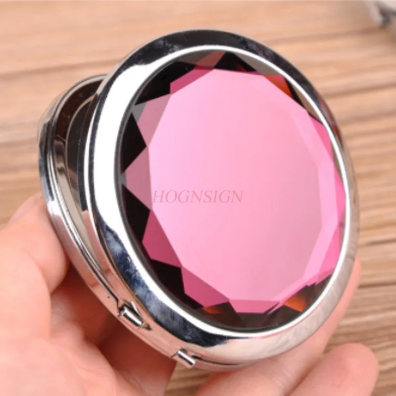 Crystal Double-sided Mirror Portable Makeup Mirror Small Folding Beauty Student Simple Clamshell Sale