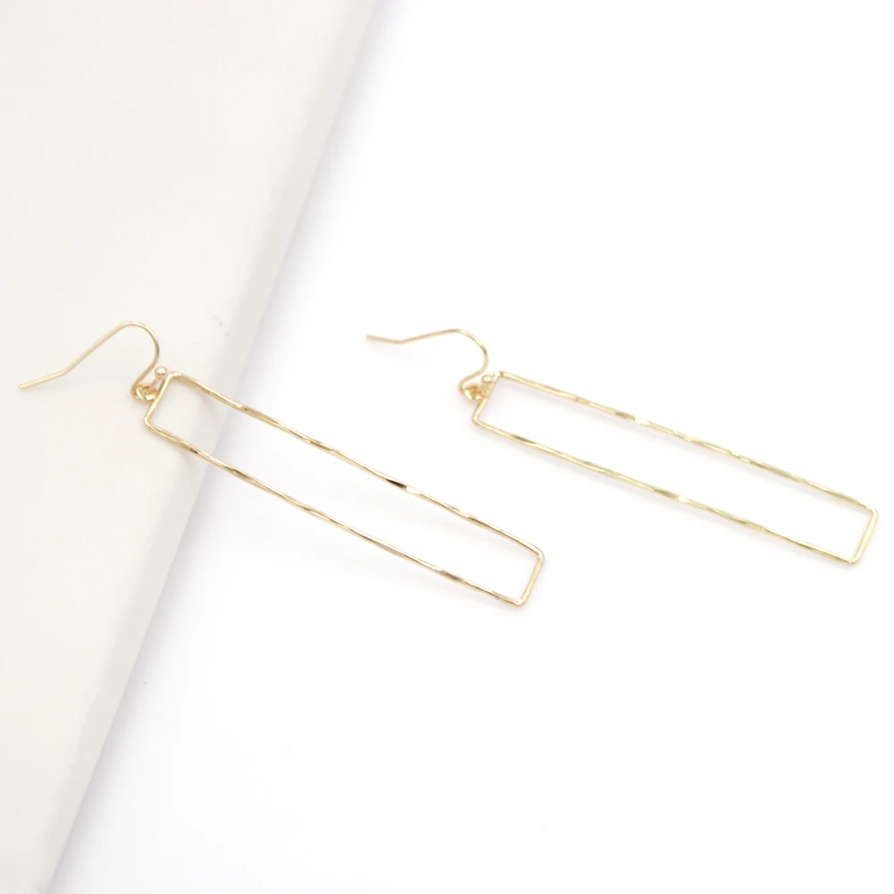 New Simple Wave Pattern Rectangle Hollow Out Circle Tears Drop Earrings For Women