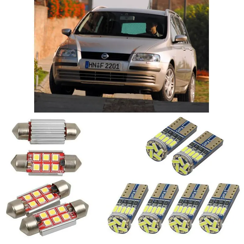 Interior led Car lights For Fiat stilo 192 hatchback multi wagon 192 estate bulbs for cars License Plate Light 8pc