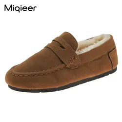 Frauen Kinder Müßiggänger Winter Warme Weiche Sohle Nicht Slip Mädchen Kinder Beiläufige Flache Schuhe Mode Plus Samt Mokassins Weibliche Schuhe