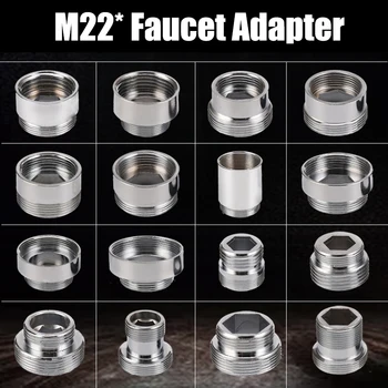 Copper Nickel Plated M22 Reducer Faucet Adapter 16 18 20 22 24 26 28 30mm Male Female  Kitchen Bathroom Brass Water Tape Joint