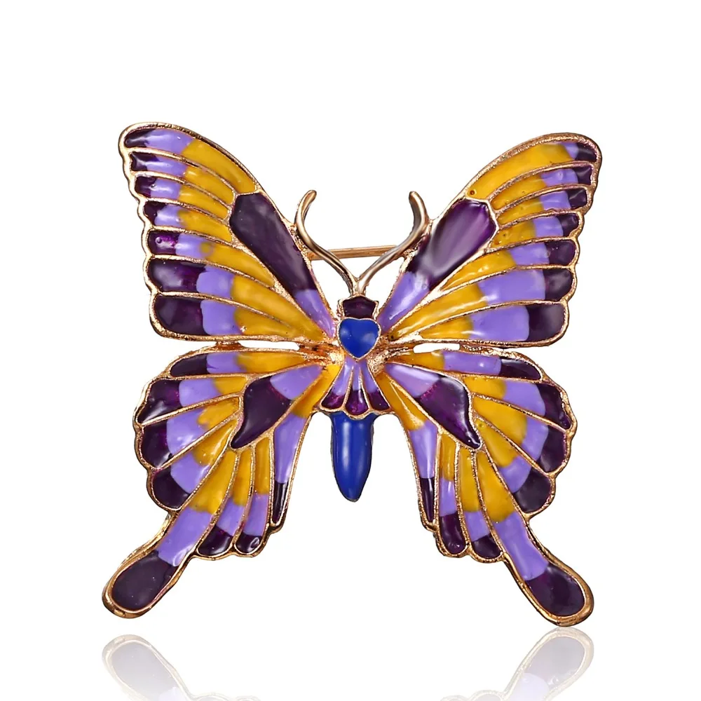 Vintage Bunte Schmetterling Broschen Kristall Strass Metall Emaille Pins Fliegen Insekt Tier Brosche Kleidung Schmuck Geschenke – Detail 9