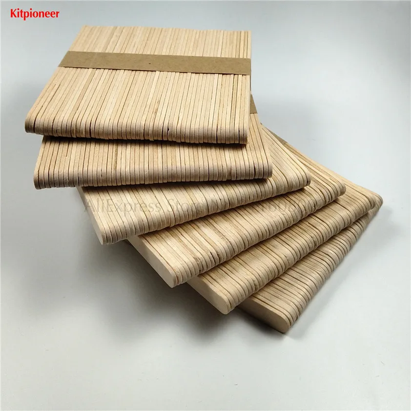 300Pcs Wooden Popsicle Sticks Ice Pop Accessories Birch Wood Ice-lolly Stick Length 114mm