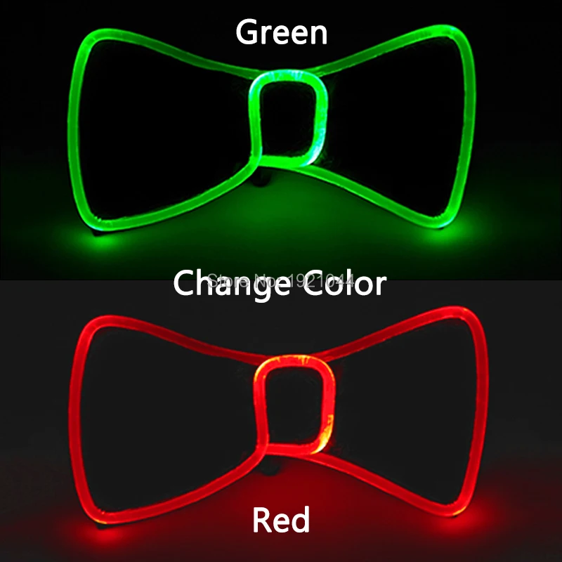 Multifunction LED Light up Bow Tie Change color Red/Green Flashing Bow Tie LED Necktie for Club Cosplay Glow Party Decoration