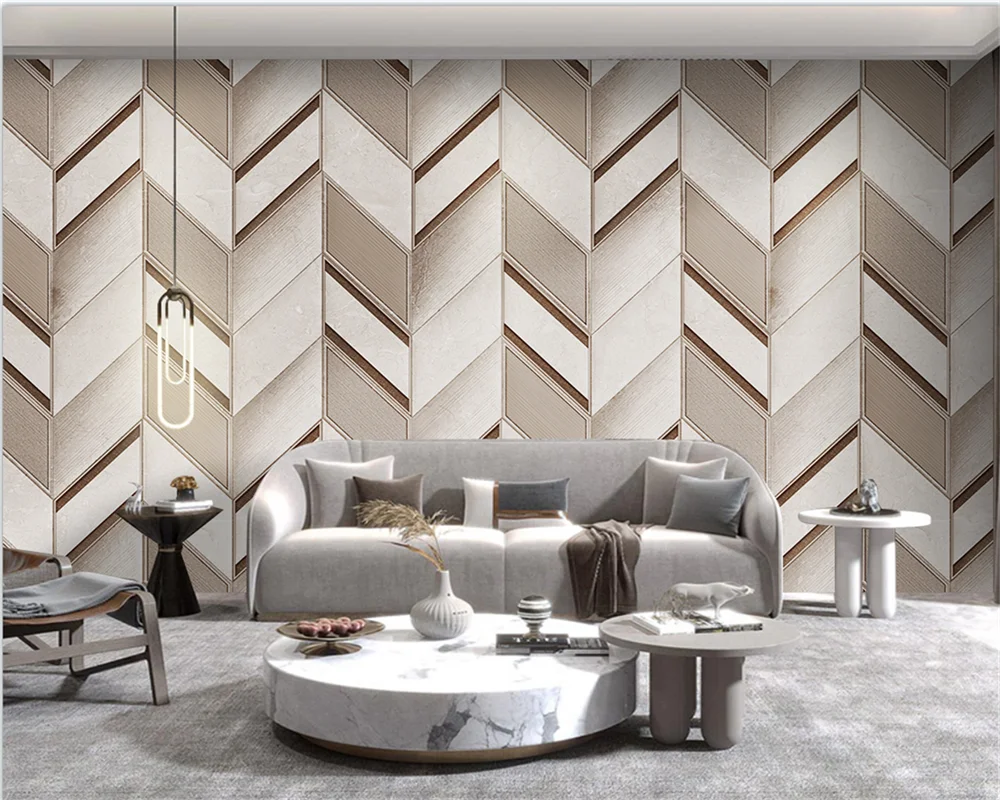 

beibehang Customize new modern minimalist papier peint luxury high-grade solid wood grille bedroom sofa background wallpaper