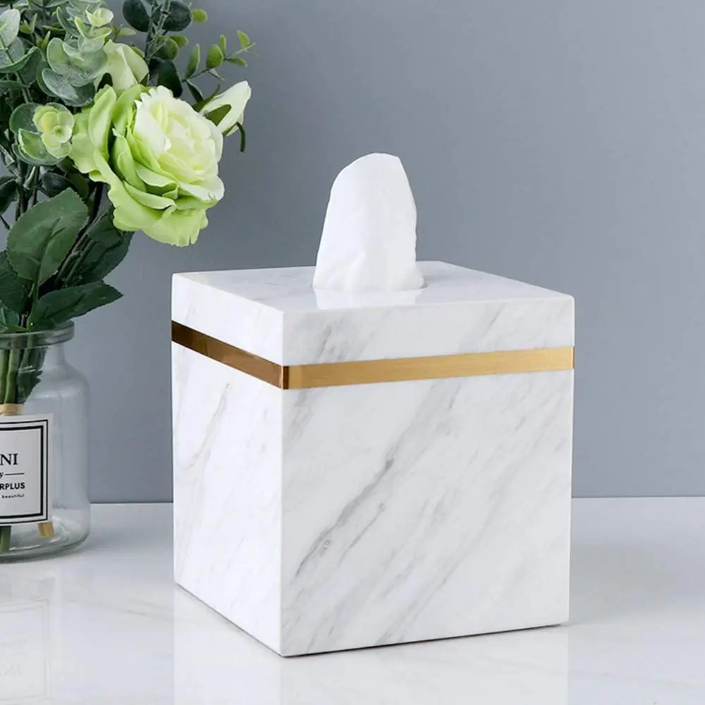 

Natural Marble Tissue Holder, Roll Paper Holder with Removable Acrylic Bottom for Kitchen, Bathroom, Office