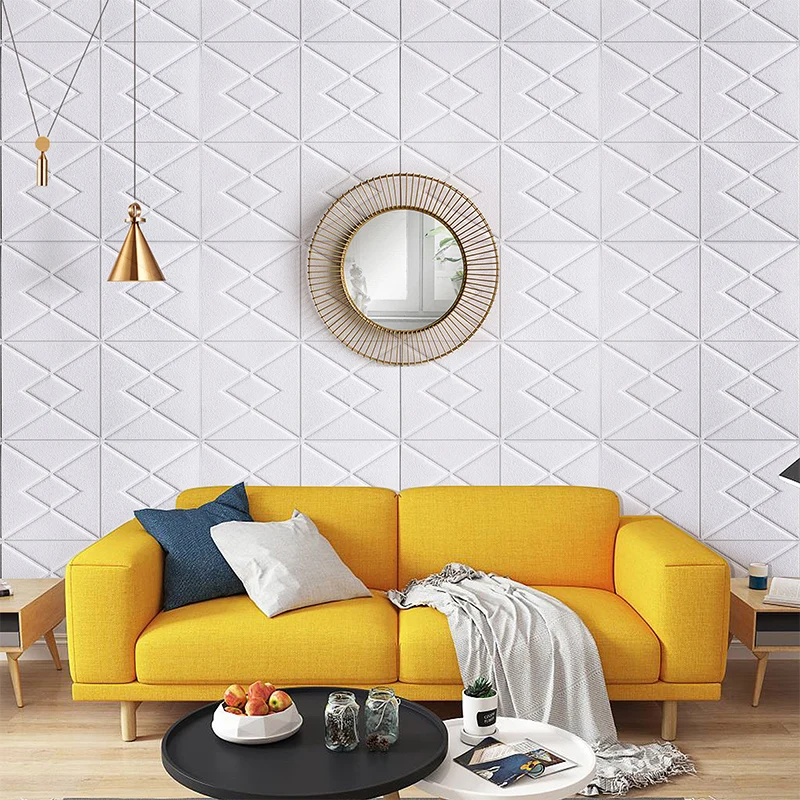 12Pcs 35x35cm Big Size Ceiling Wallpaper New Design 3D Brick Waterproof Wall Stickers Foam Self-Adchive Wall Decoration Stickers