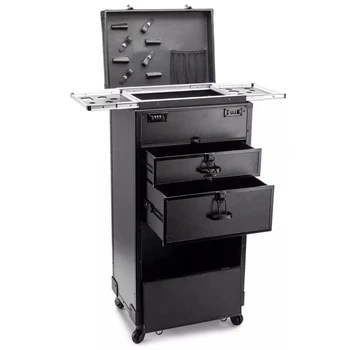 Neue verbesserte große kapazität trolley kosmetische fall auf rädern, Frauen Nägel Make-Up Toolbox, mädchen Schönheit Box Roll Gepäck Koffer