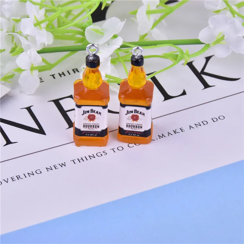 10pcs  3D Alcohol Bottle  Resin  Charms Cocktail Bottle  Earring Keychain Jewlery Findings Phone Case DIY