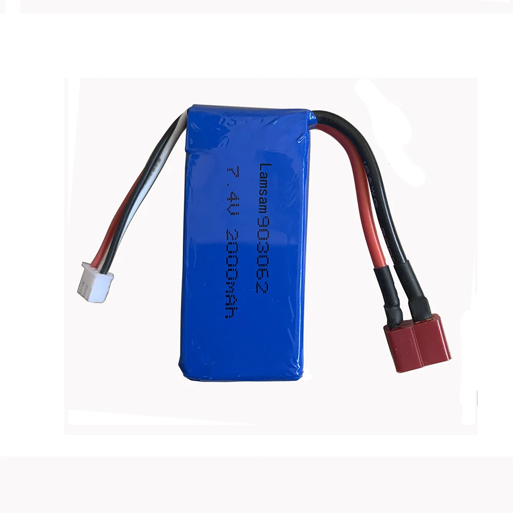 Lamsam Power Upgrade to 7.4V 2000MAH (2pcs*2000mah 7.4V ) 40C 2S lipo battery T plug for Wltoys 12428 12423 144001 RC Car Parts