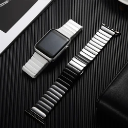 Ceramic Strap for apple watch band 44mm 40mm 42/38mm 49mm Butterfly buckle link bracelet iwatch serie 3 Se 6 ultra 7 8 45mm 41mm