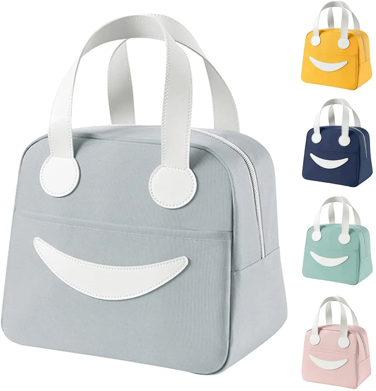 Insulated Lunch Bags Smiley Bento Pouch Tote Bag with Aluminum Foil Portable ICooler And Warm Keeping Picnic Food Storage Bags