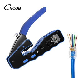 Cat5 Cat5e Cat6 Pass Through Crimper for RJ45 Network Connectors Modular Plugs Ethernet Cables Crimp Tool