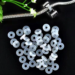 Dinglly White Rubber Clip Charms Safety Stopper Beads Fits Bracelets & Necklaces Sealed Loop Jewelry Accessories Prevent Falling