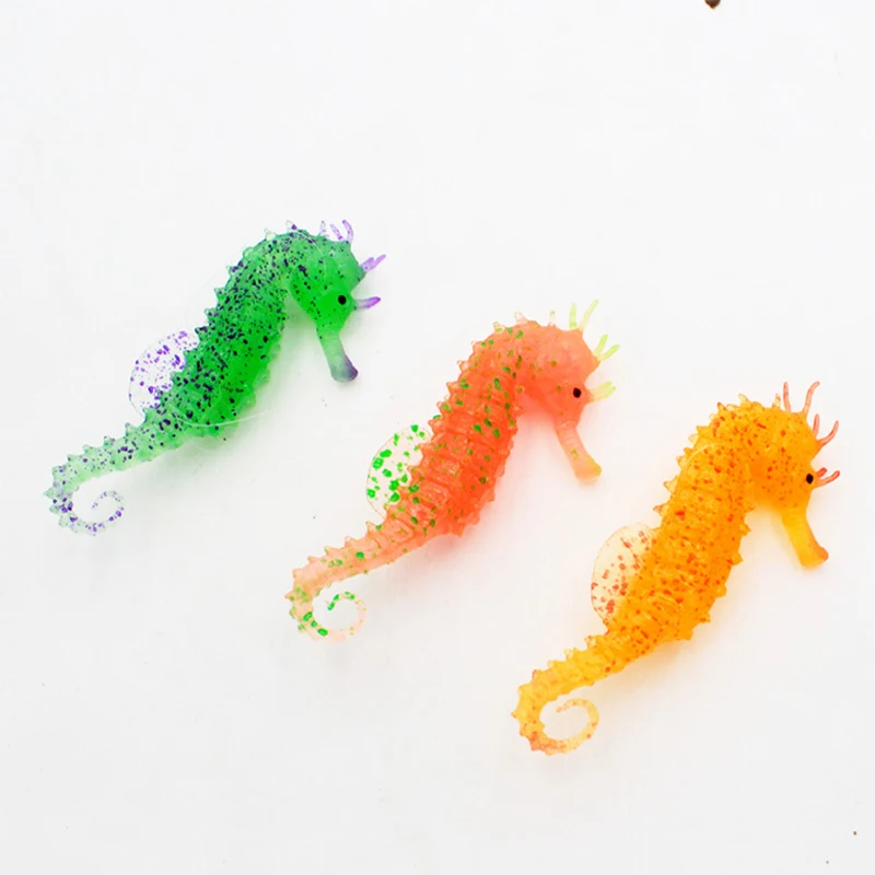 Aquarium Luminous Seahorse Ornament Glow In Dark Landscaping Silicone Sea Horse Glowing Fish Tank Decoration Hippocampus Sale