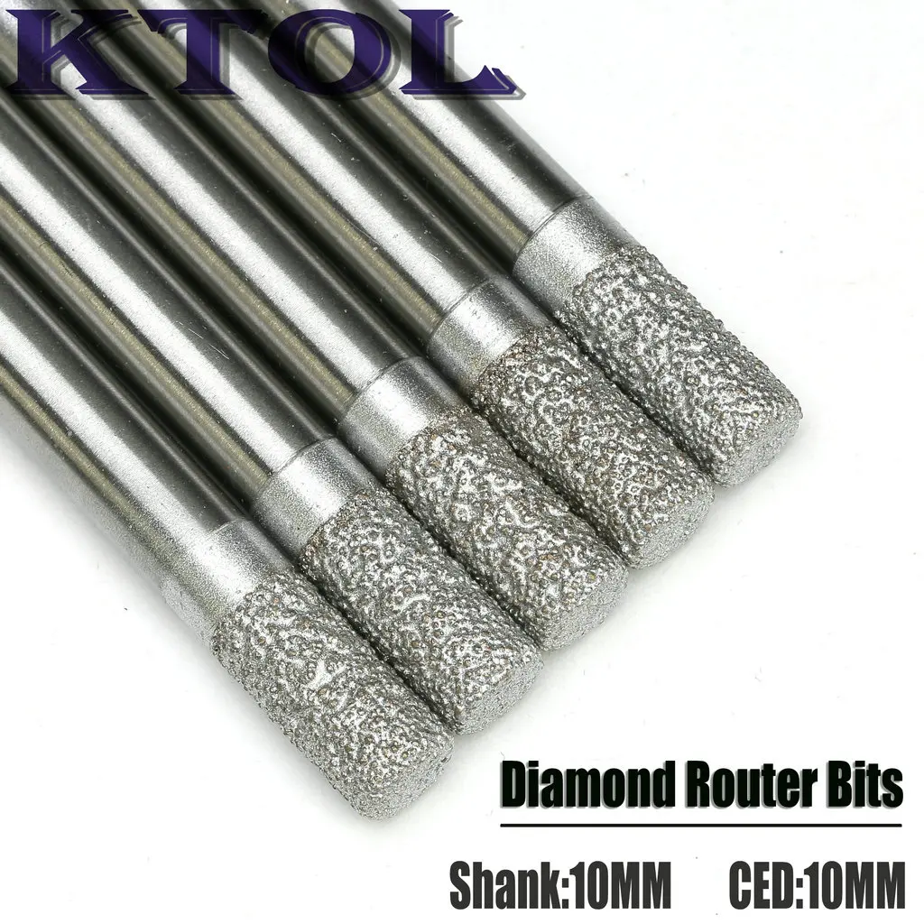 10x20x120mm Flat Bottom Diamond Tools CNC Router Cutter Milling Bit Set for Stone Marble Engraving Cutting 5pc Straight Endmills