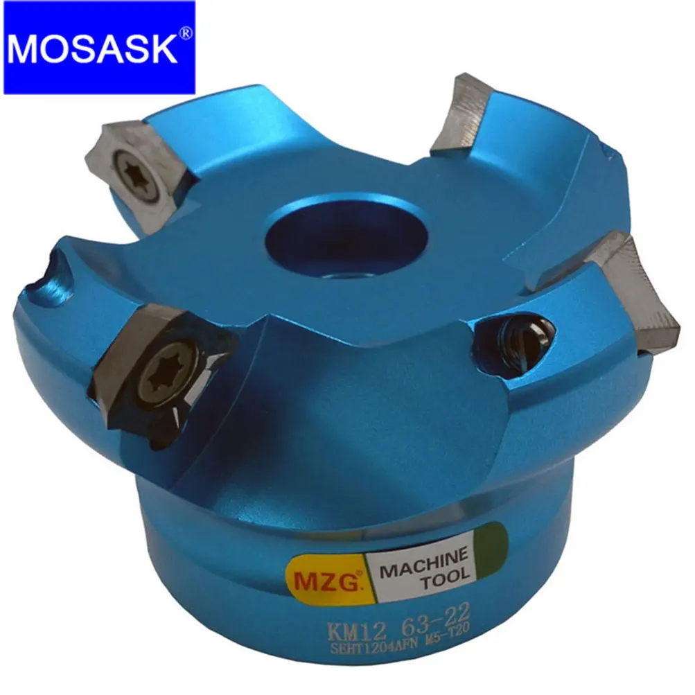 

MOSASK AL-KM Cutting KM12R 63 50 80 100 MM Cemented Carbide Blade SEHT1204 CNC Lathe Mill Aluminum Face Milling Cutter