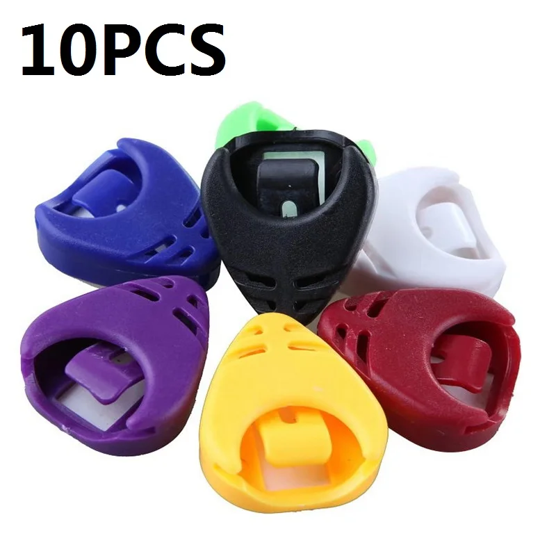 10Pcs/lot Colorful Plastic Heart Shape Guitar Pick holder Guitar Pick Plectrum Holder Case Box/Pick clip Self Adhesive