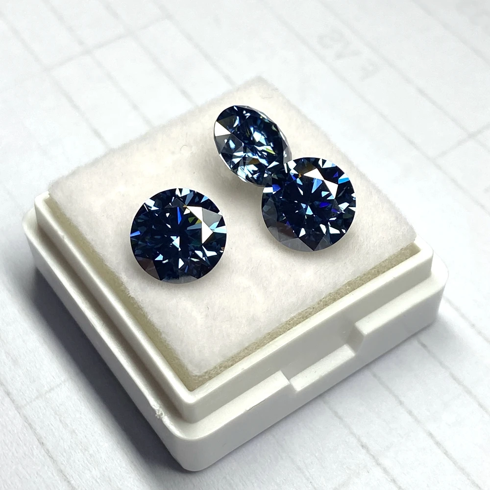 Moissanite blu scuro da 1 ct con taglio a cuore e freccia, forma rotonda, diamante sintetico GRA Moissanite da 6,5 mm