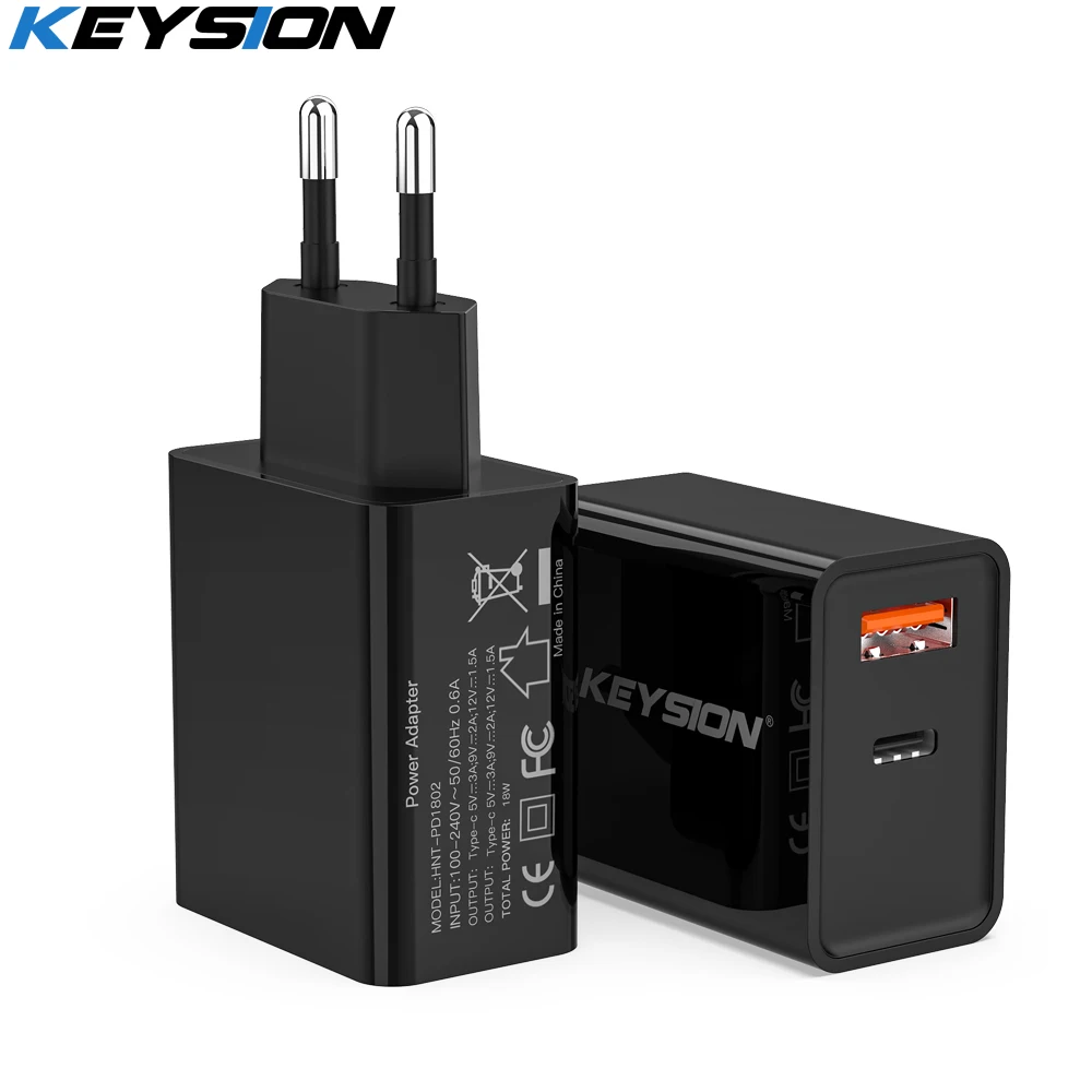 KEYSION PD Charger 18W Dual USB Quick Charge 3.0 Charger For iPhone 13 Pro 12 Samsung Xiaomi QC 3.0 Mobile Phone Charger Adapter