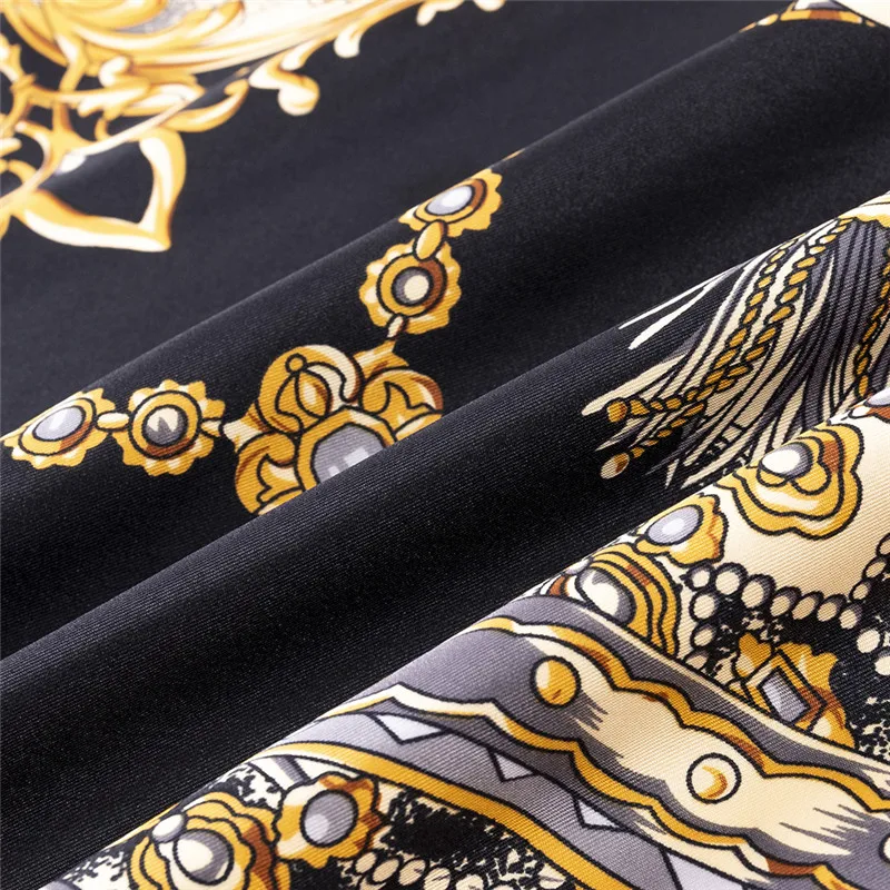 POBING Silk Scarf Women Large Shawls Saddle Chain Stoles Square Bandana Luxury Kerchief Hijab Scarf Female Foulards 130CM