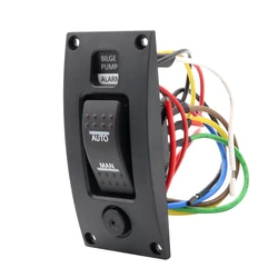 Marine Boat 12V Three-Way Rocker Panel Bilge Pump Switch with Alarm Waterproof - Auto/Off/Man