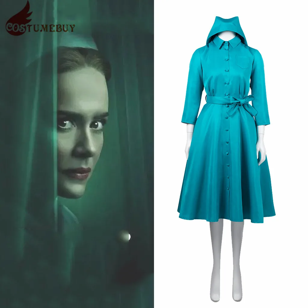

Costumebuy Movie Nurse Dress Cosplay Costume with Nurse Hat Belt Pleated Dress Halloween Carnival Party Nurse Cosplay Outfit New