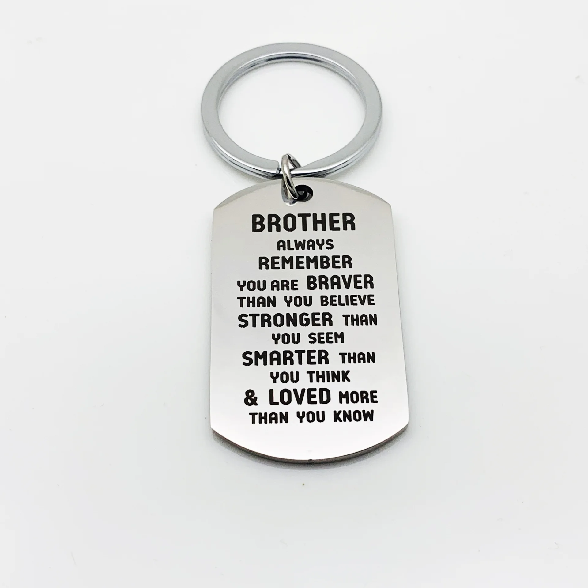 Metal Brother Sister Always Remember You Are Braver Than You Believe Keyring Dog Tag Pendant Keychain Family Gift Jewelry