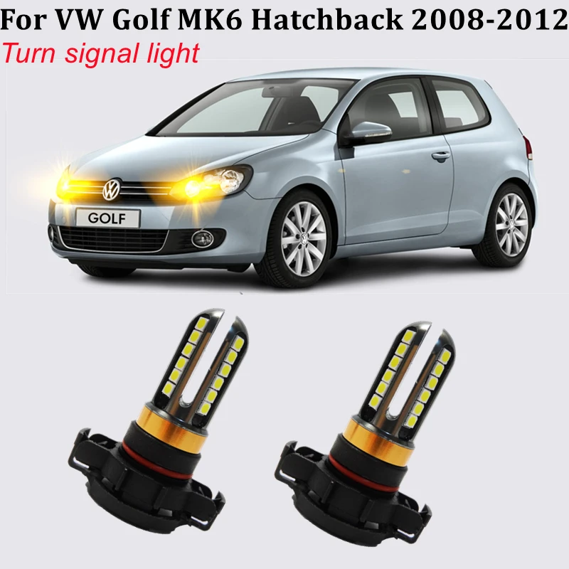 2pcs Car PSY24W Bulb 12V/24V Amber Signal Indicator Light for VW Golf VI MK6 Hatchback 2008 2009 2010 2011 2012 LED accessories