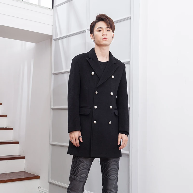 

Coat male warlord Conventional Retro Style World War II Double-breasted Mid-long European and American Yuppie suit collar winter