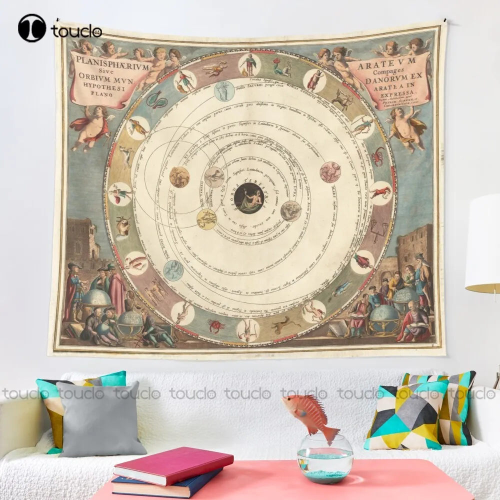 Vintage Zodiac Circle With Horoscope Tapestry Tapestry Wall Hanging For Living Room Bedroom Dorm Room Home Decor Hanging Wall