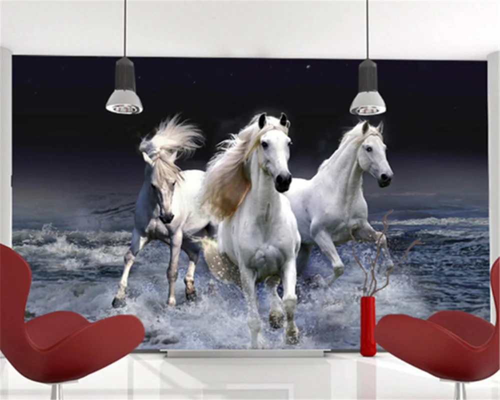 beibehang Customized modern fashion beautiful decorative painting horse background papel de parede 3d wallpaper papier peint