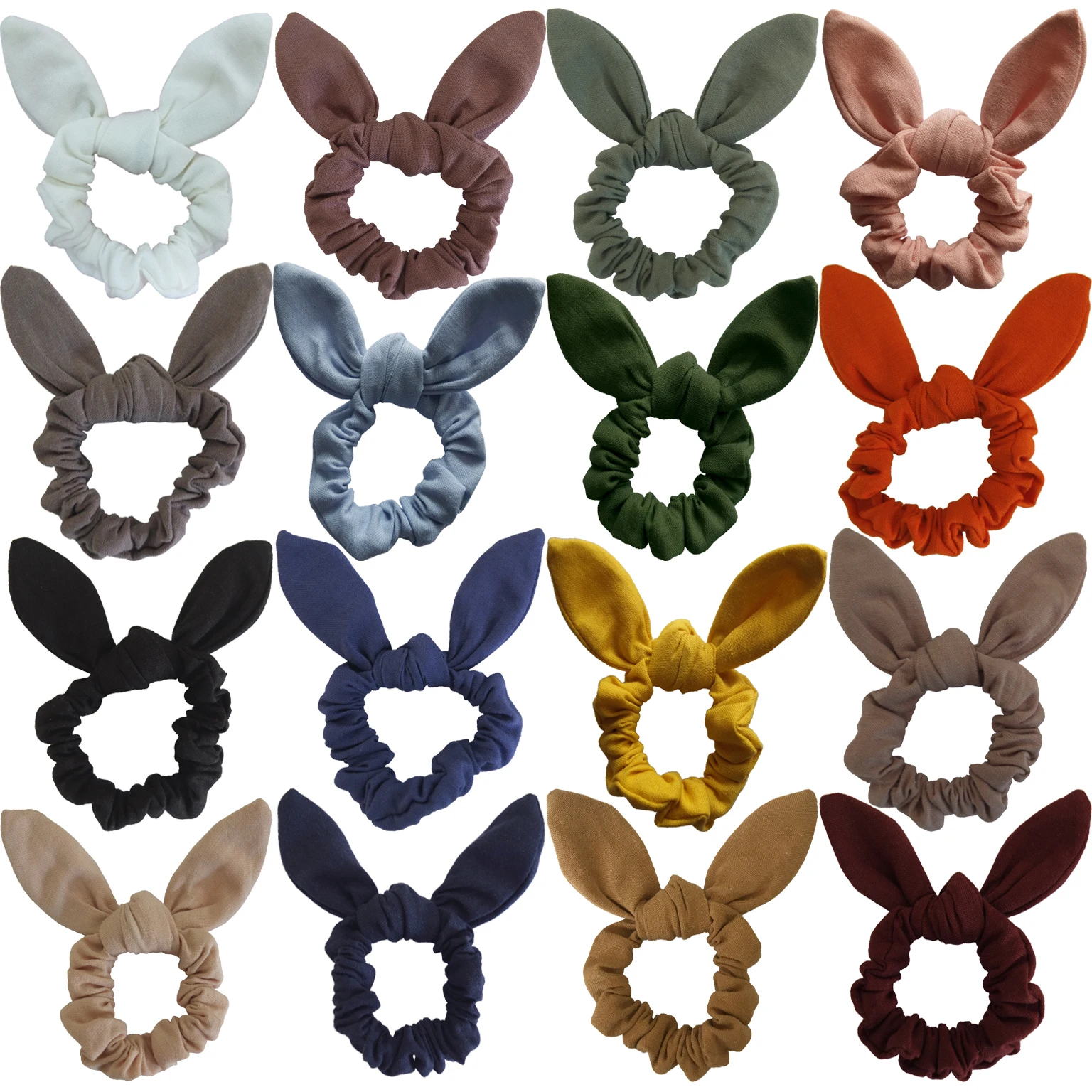 2 PCS Girls Women Bunny Ear Hair Scrunchies Ponytail Holder Knot Hair Ties Elastic Bands Rabbit Ear Elastic Hair Bow Accessories