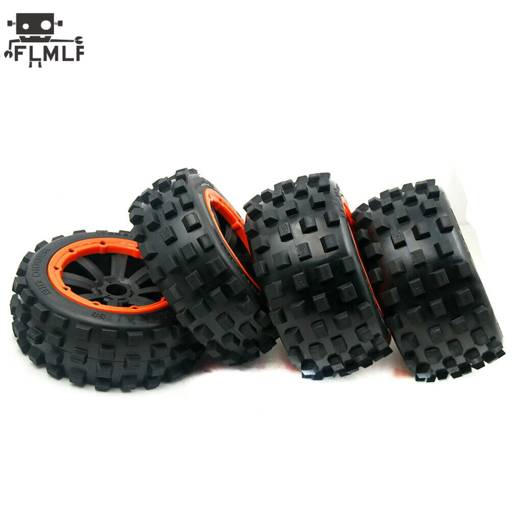 

Front or Rear Wheel Tyres Set for 1/5 MADMAX HPI ROFUN ROVAN KM Baja 5B Rc Car Toys Parts