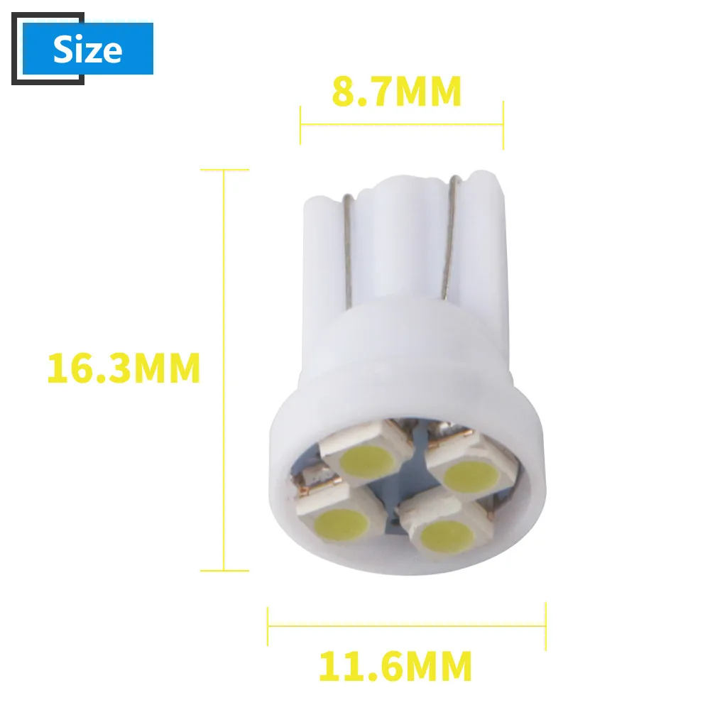 555 T10 2825 W5W DC 6V 6.3V 1210 4 SMD LED Bulb Pinball Machine Battery Game Toy Car Console Flashlight Bulb White Red 100Pcs