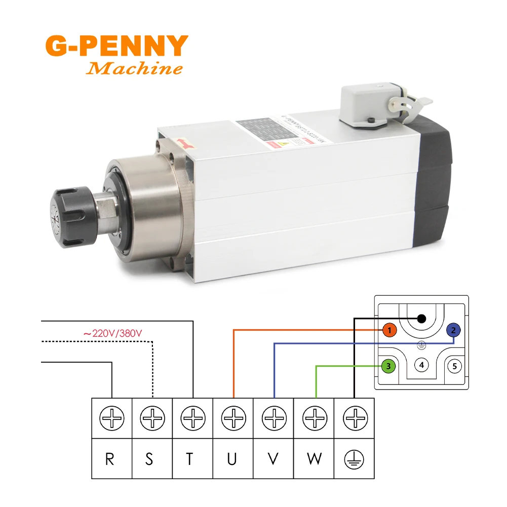 2.2kw ER25 Air cooled spindle CNC wood working spindle Motor Air cooling 380v 220v 300Hz 4pcs Ceramic ball bearigs