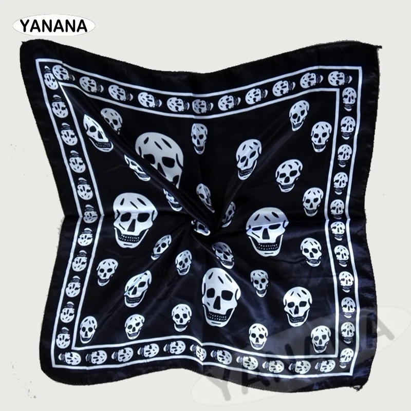 Rock Silk scarf for Rock and roll dress up 50cm*50cm Skeleton scarf  rock style Garment DIY clothes