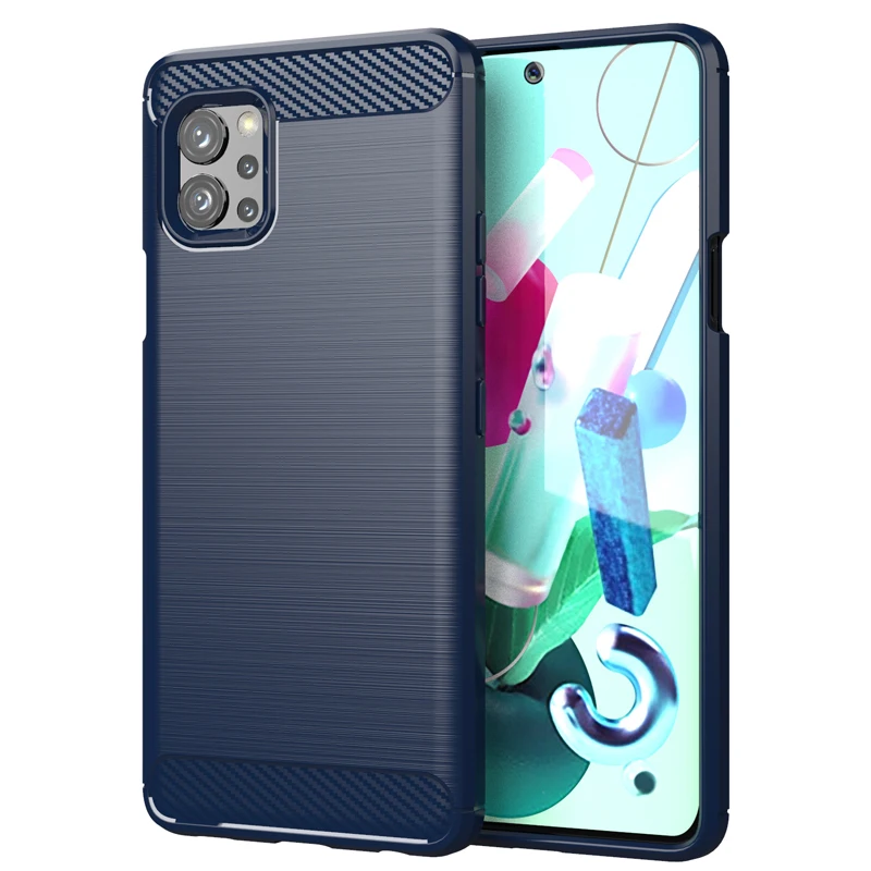 For LG Q92 K41S K51S Case Rubber Bumper Anti-knock Silicone Carbon Fiber Cover For LG Q92 Q51 Q61 K40S Phone Case For LG Q92