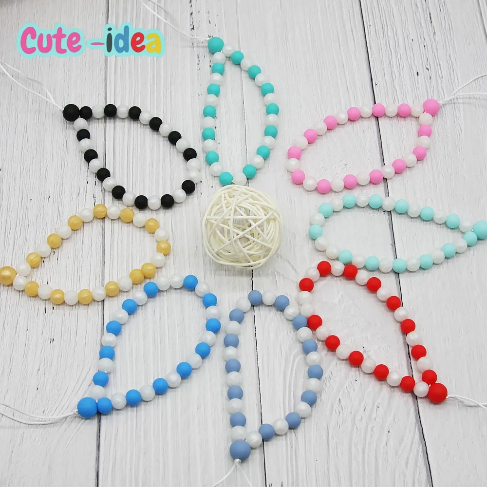 Cute-Idea 1set Pacifier Chain Silicone Teether Chewable Food Grade Teething BPA Free Handmade DIY Baby Product Toy