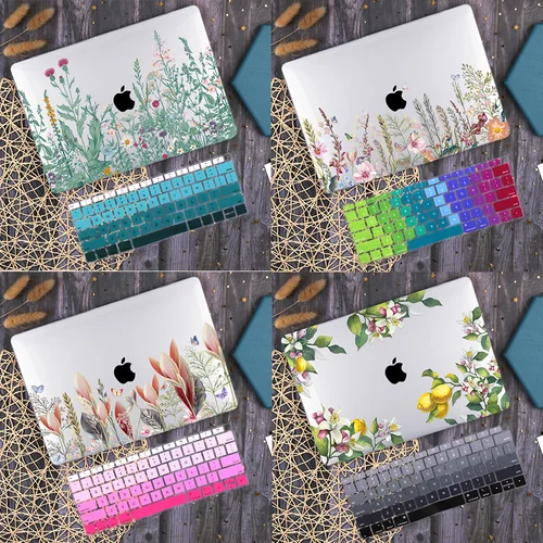 Imagen 1 del producto Funda rígida de cristal con flores para MacBook 2025 M4 A3240 A3241 Air Pro Retina 11 12 13 15 16 pulgadas Touch ID 2020 M1 A2337 A2338 A2179