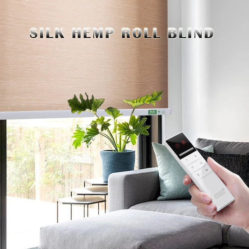 

Электрические роликовые шторы с дистанционным управлением Zshine-Half или Full Blackout из льняной ткани, совместимые с Alexa через Broadlink, Индивидуальный размер