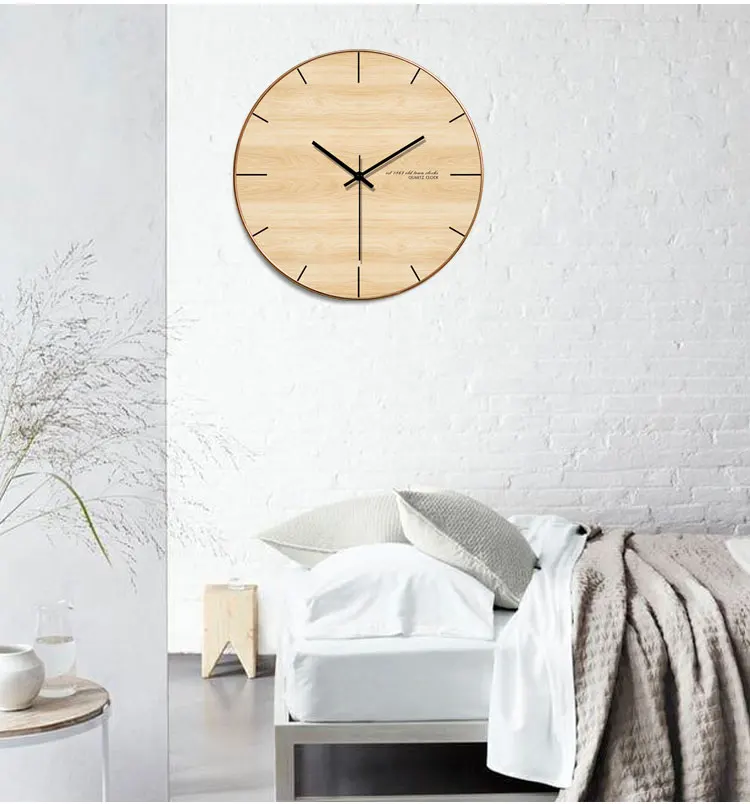 Round Wall Clock Wooden Modern Design Wooden Wall Clock Big Home Christmas Home Decoration Accessories