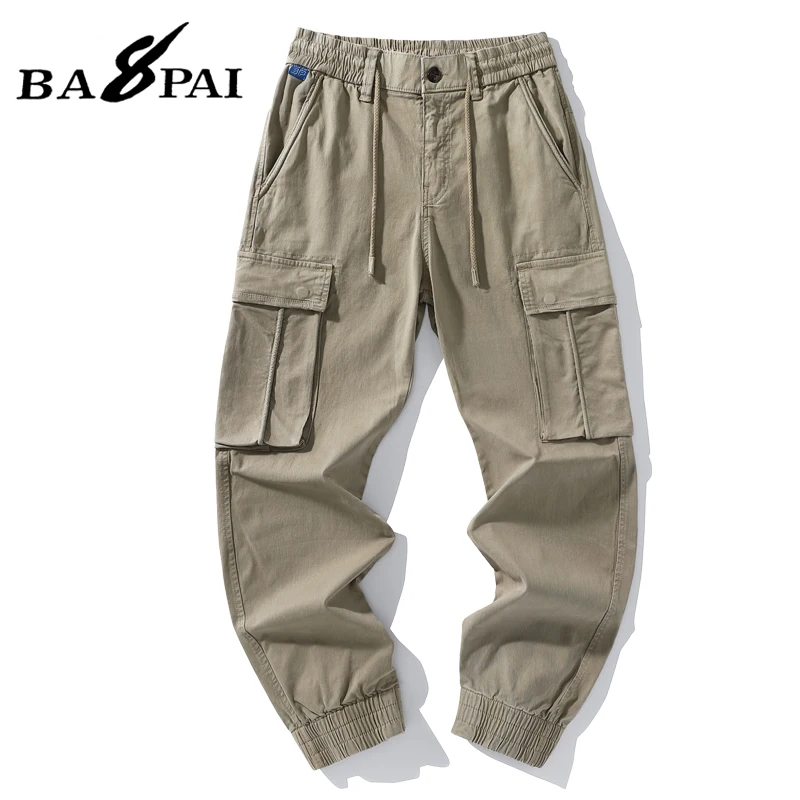 BAPAI Brand Men's Fashion Oversized Cargo Pants Autumn Thick Multi-pocket Outdoor Army Pants Multifunctional Combat Trousers