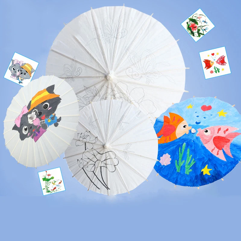 40cm Painting Handicraft Blank Oil Paper Umbrella DIY Children Toy Kit Kids Kindergarten School Educational Drawing Art Crafts