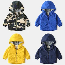 New Retail Children Coat 2021 Autumn Baby Boys Solid Zipper Hooded Coat Kids Outwear Infant Baby Hardshell Jacket