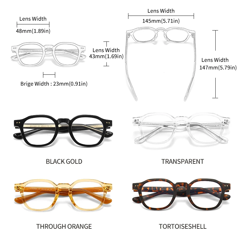 GCV Acetate Johnny Depp-Gafas de ordenador para hombre y mujer, lentes transparentes redondas con bloqueo azul, 2022