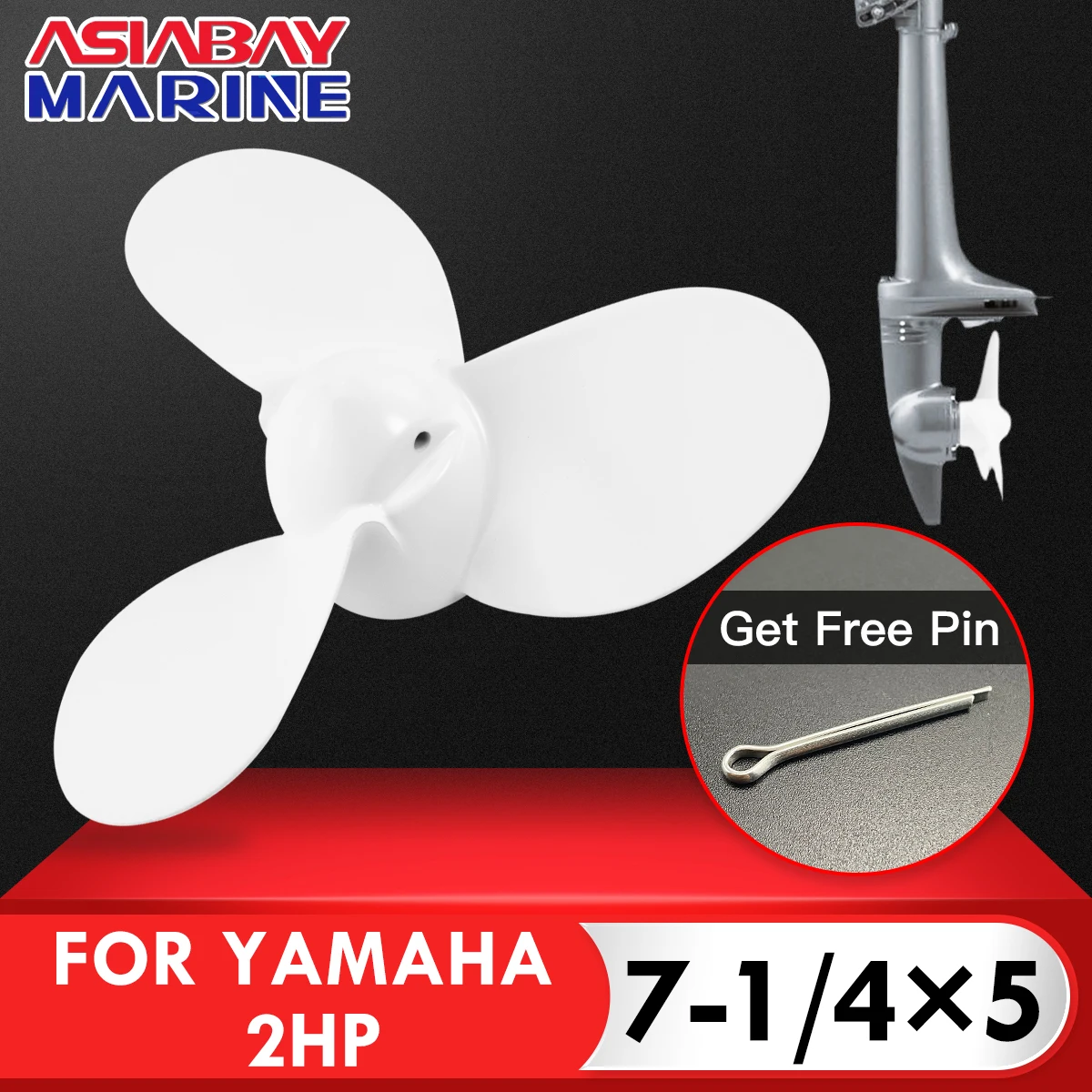 Outboard Propeller For Yamaha 2hp 7-1/4*5  Boat Motor Aluminum Alloy Screw 3 Blade Ship Marine Engine Part